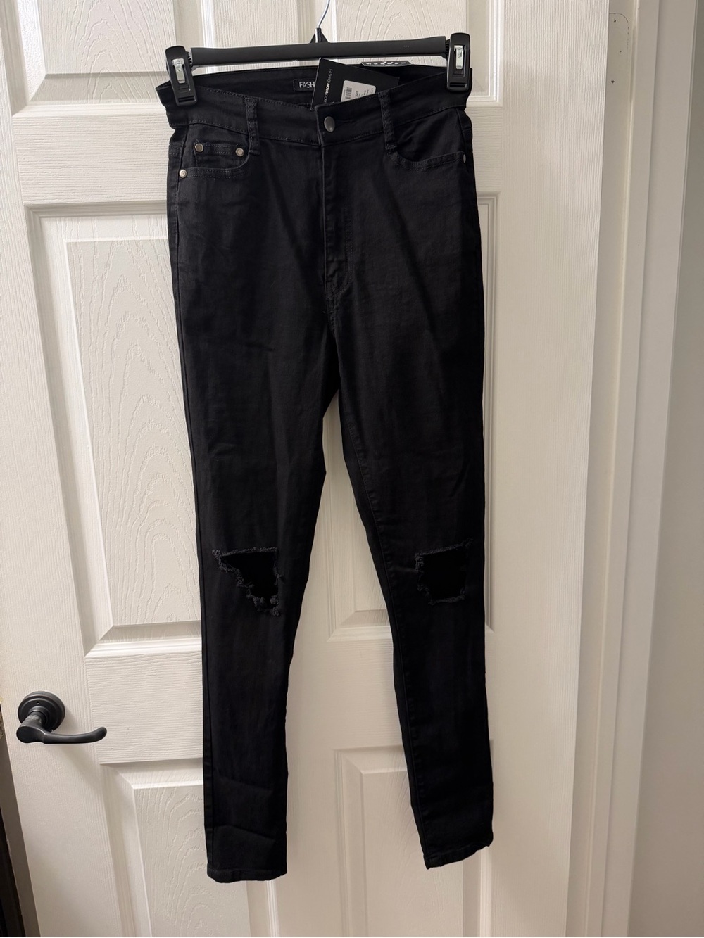 Fashion Nova Black Distressed Skinny Jeans high waisted